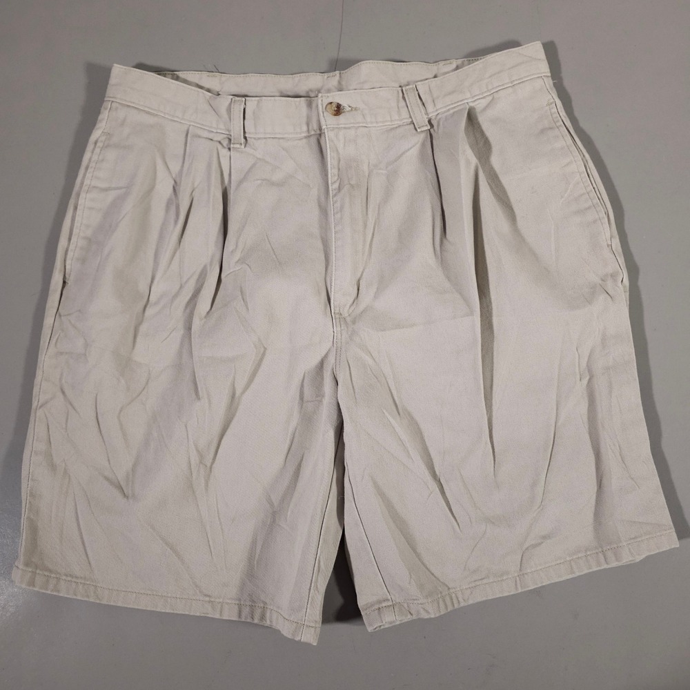 Duck Head Pleated Shorts Mens 38 Tan Khaki Cotton Twill Chino Casual 8in Inseam